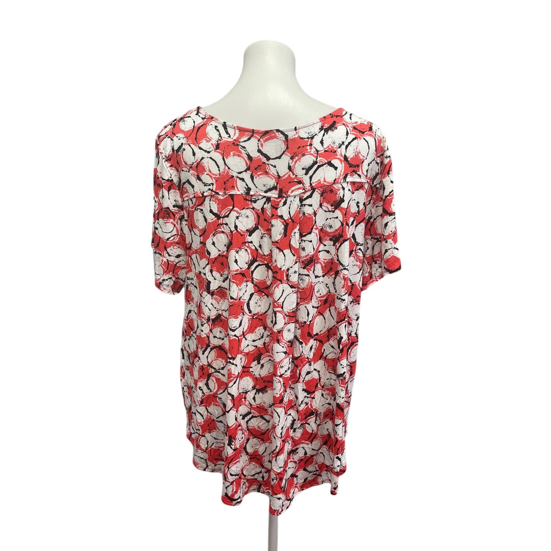 Alfani Womens Plus Size 3X Short Sleeve Polka Dot V-Neck Rayon Blend Top