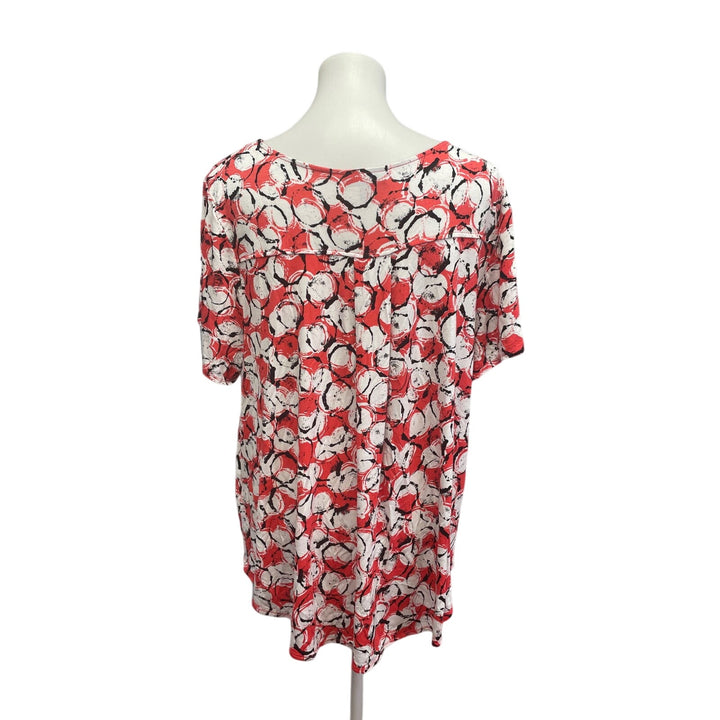 Alfani Womens Plus Size 3X Short Sleeve Polka Dot V-Neck Rayon Blend Top
