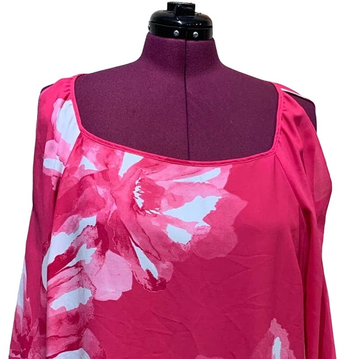 INC Woman 3X Cold Shoulder Long Sleeve Floral Flowy 100% Polyester Blouse Top