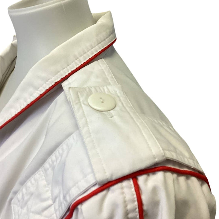 Vintage 1980s Mulberry Street Womens Medium White Button Up PolyCotton Jacket