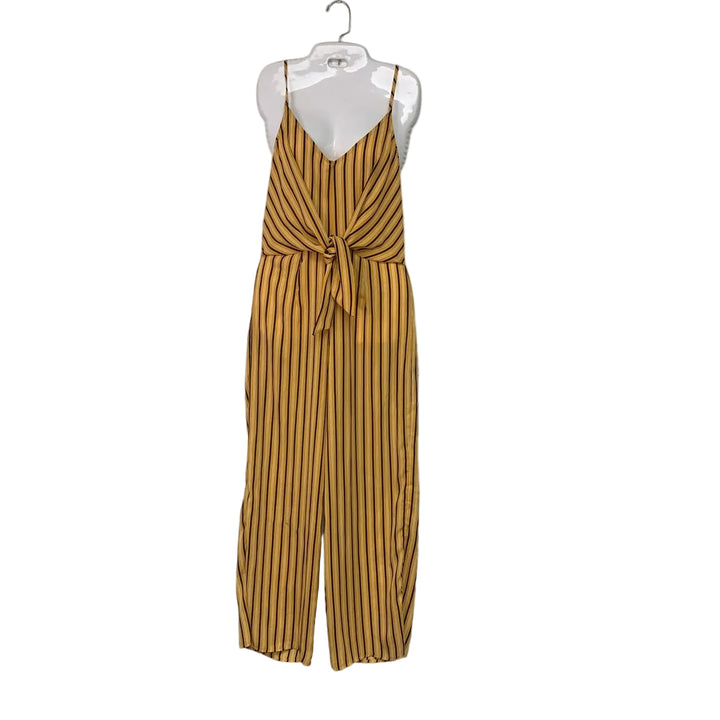 New Love J Womens Small Striped Thin Strap Front Tie Back Zip Jumpsuit Romper