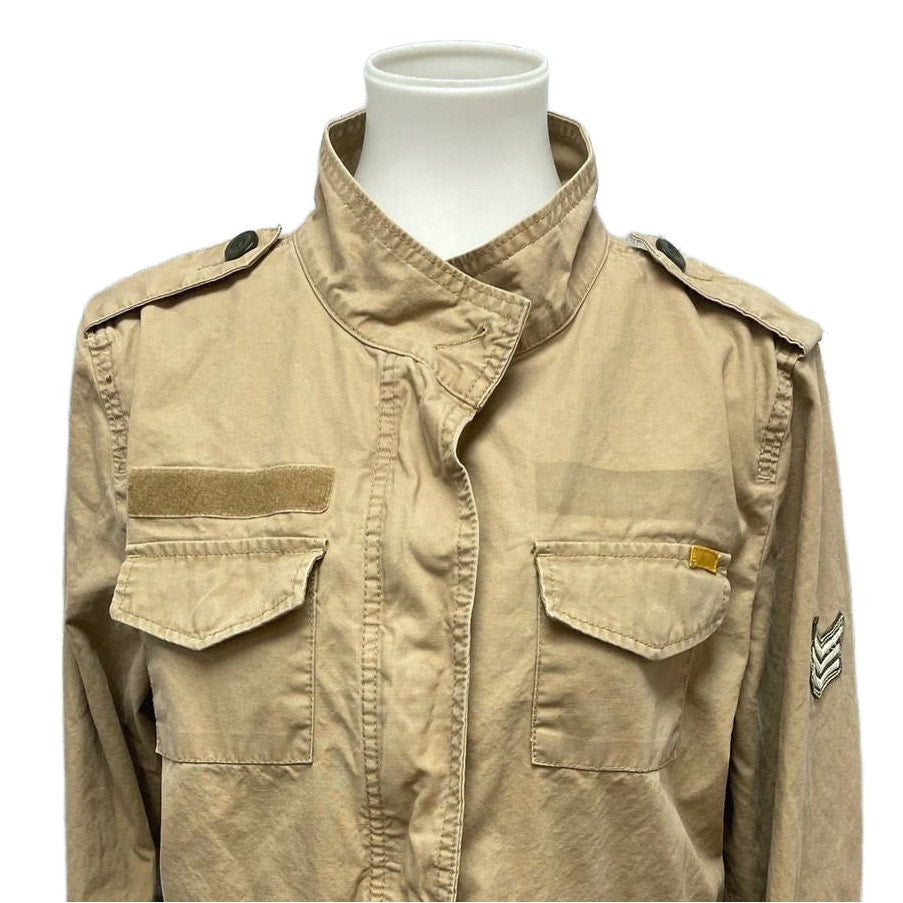 Old Navy Womens Large Zip Snap Up Khaki Military Style Lightweight Jacket