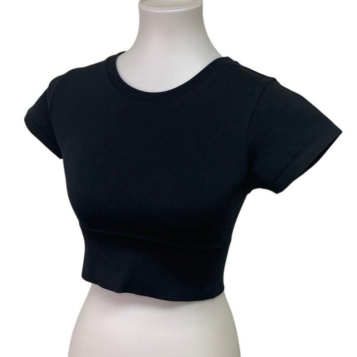 New OFFLINE By Aerie Womens Small Black Sidewalk Seamless Cropped T-Shirt Tee