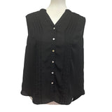 Womens Medium Black Sleeveless Button Down Flowy Lightweight Blouse Tank Top