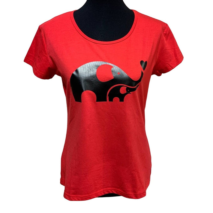 New Hand Printed Small Elephant Spirit Mama &amp; Baby Short Sleeve T-Shirt Tee