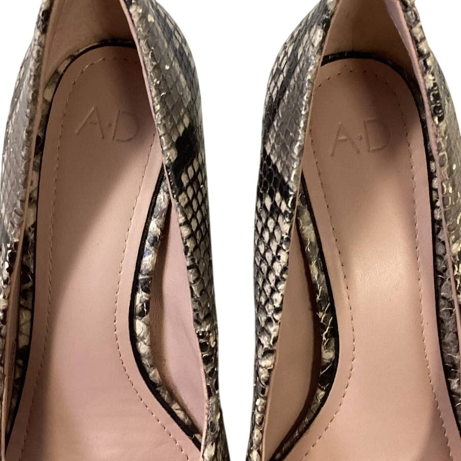 A D &amp; Daughters US Size 6 Snake Print Genuine Leather Chunky Heel Pumps Shoes