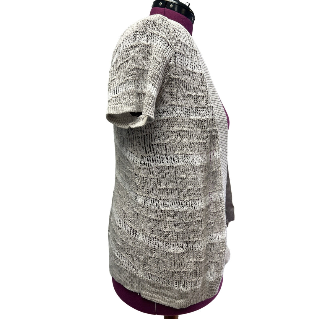 Mossimo Womens XXL Short Sleeve Loose Knit Striped 100% Cotton Open Cardigan