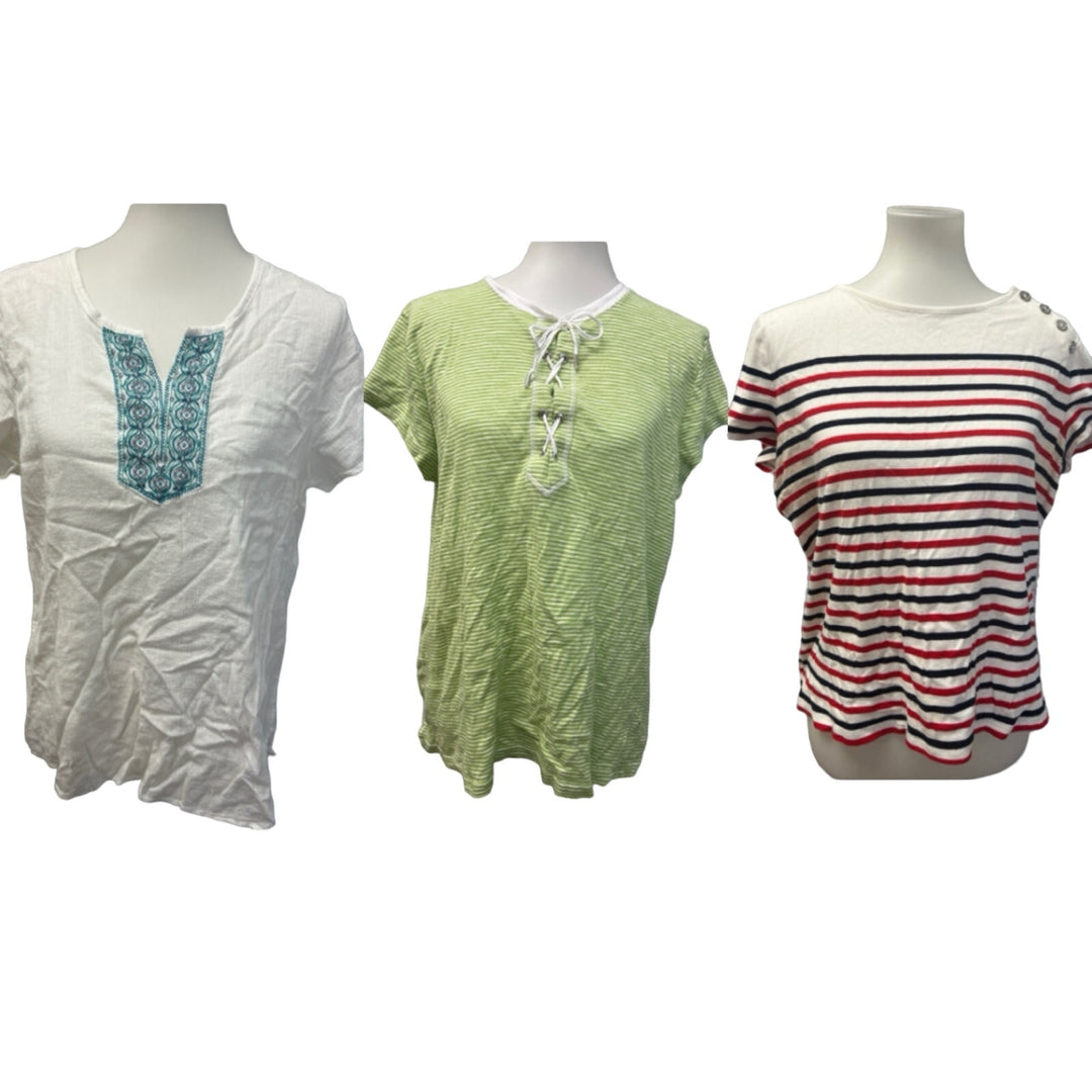 3 Chaps Croft &amp; Barrow Womens XL Short Sleeve Cotton Blend Tee Shirts Lot