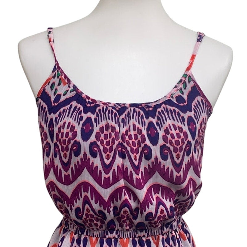 GAP Womens Medium Art Deco Geometric Design Spaghetti Strap Gathered Waist Dress