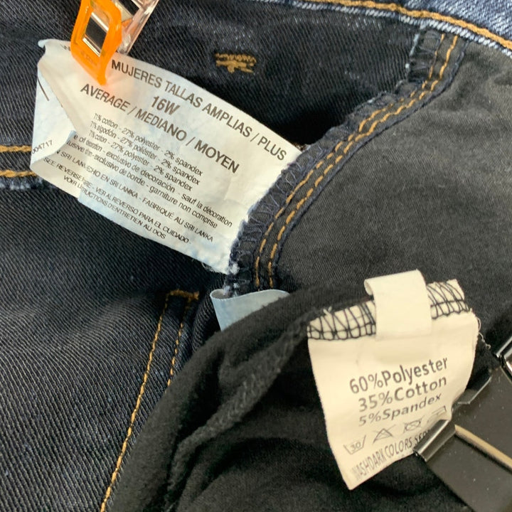 Gloria Vanderbilt Womens Large 16W Long Sleeve Collared Shirt Denim Blue Jeans