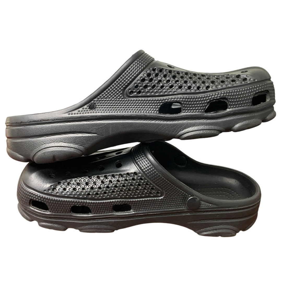 Beslip Mens 9.5 Womens 10.5 Black No Heel Strap Slip On Arch Support Clog Shoes