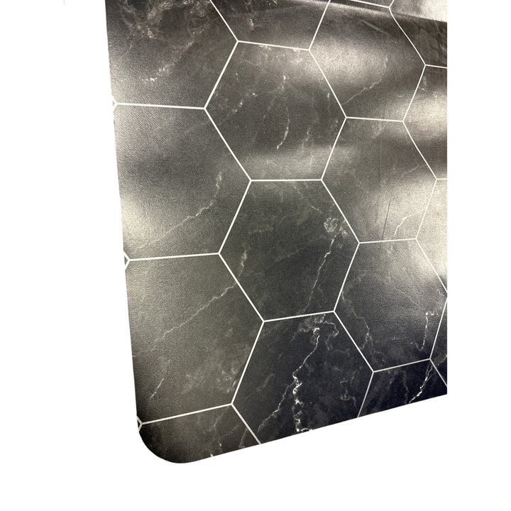Set of Two 29" by 36" Black Marble Print Hexagon Gamer Role Playing Table Mats
