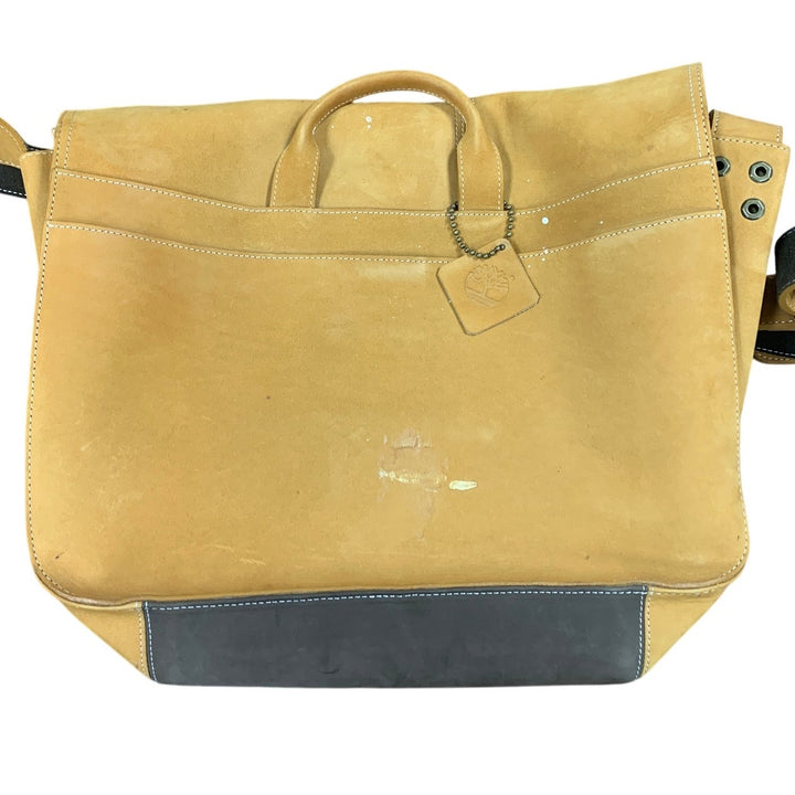 Timberland Leather Multi Pocket Magnetic Closure Crossbody Messenger Bag w Flaw