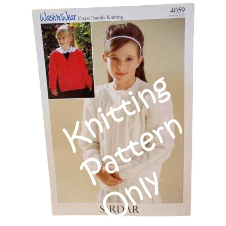 New Sirdar 4059 Wash N Wear Crepe Double Knitting Child Cardigan Sweater Pattern