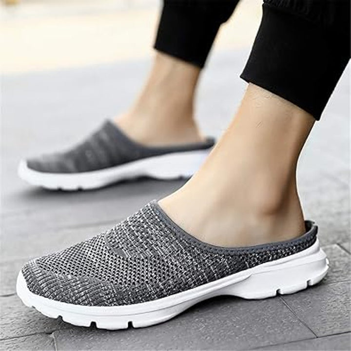 ChicWind Womens 8.5 Gray Open Back SlideOn Breathable Mesh Walking Sneaker Mules
