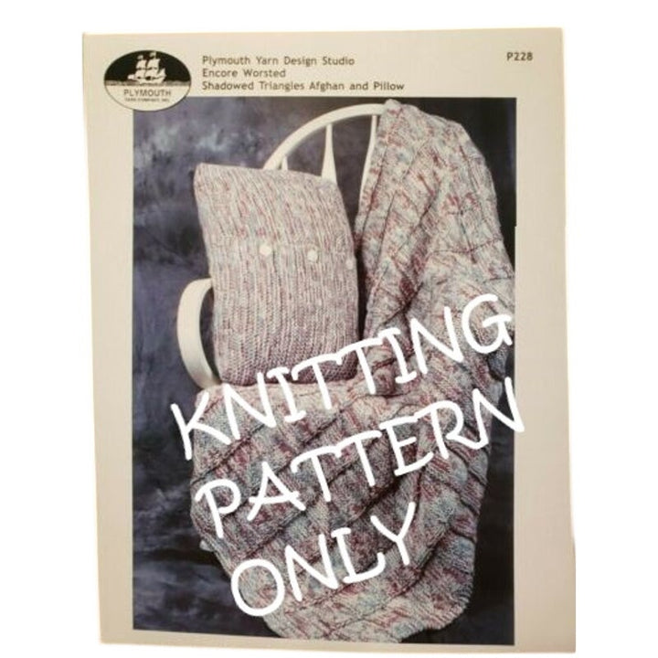 New Plymouth Yarn P228 Encore Worsted Shadowed Triangles Afghan Knitting Pattern