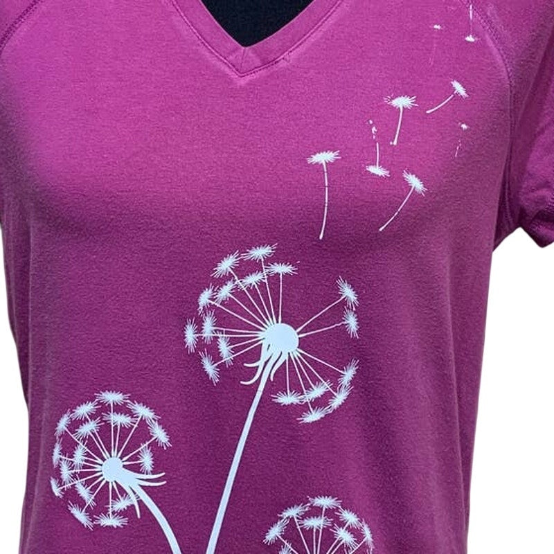 Hand Printed Upcycled Medium Dandelion Make a Wish Cotton Blend Short Sleeve Tee