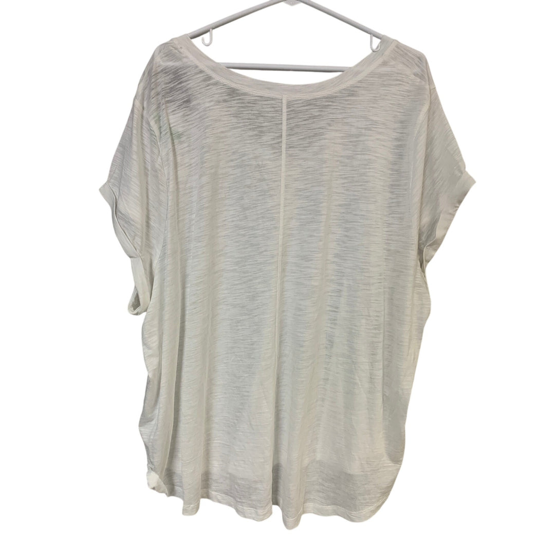 New Eddie Bauer Womens White Plus Size 3X Gatecheck V-Neck Short Sleeve Tee