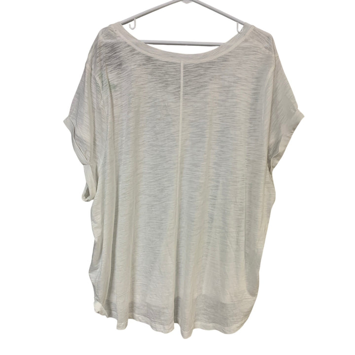 New Eddie Bauer Womens White Plus Size 3X Gatecheck V-Neck Short Sleeve Tee