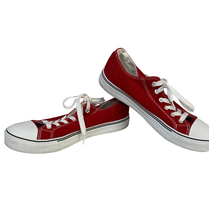 ZGR Mens Size 11 Red White Sneakers Lace Up Round Toe Low Top Canvas Shoes