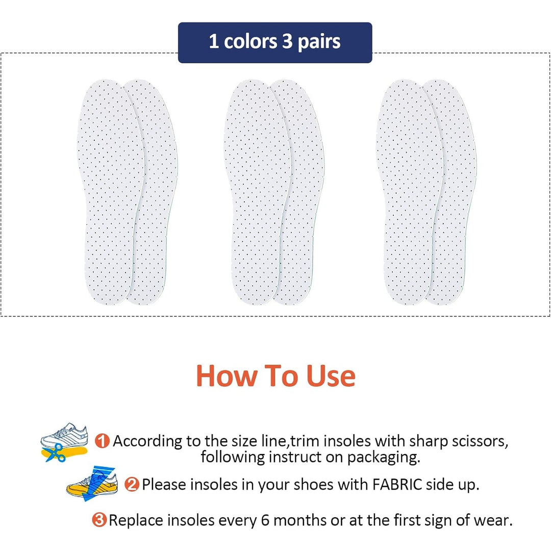 New Sintege 3 Pairs Breathable Soft Double Layer Latex Foam Shoe Insoles Inserts