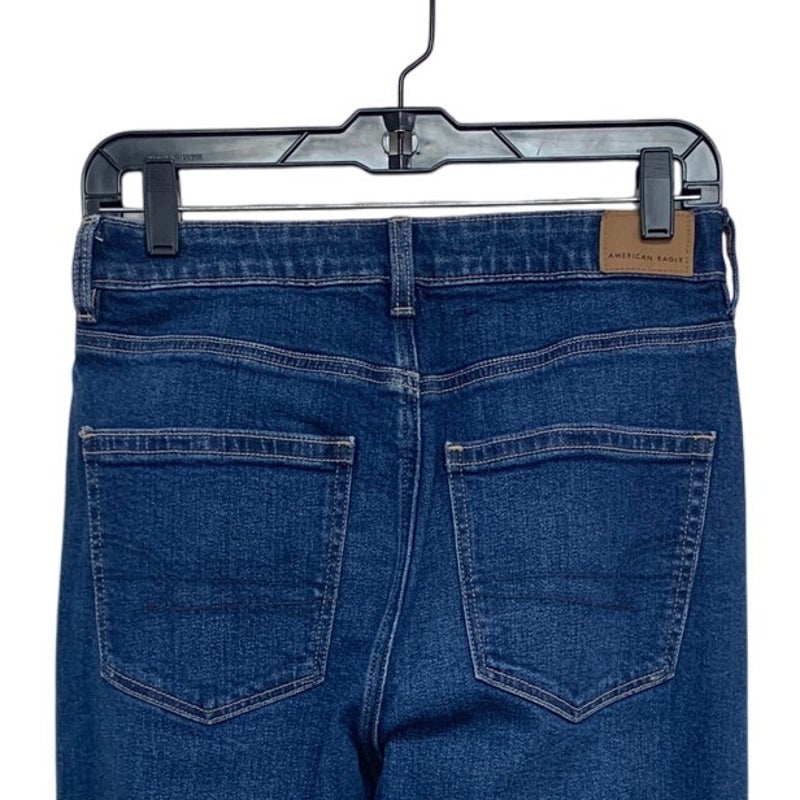 New American Eagle Size 4 Cotton Blend Stretch Mom Jeans Denim Blue Jeans