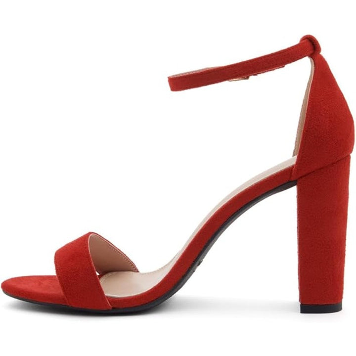 Herstyle Womens Size 7 Red Open Toe Ankle Strap Chunky 3.75" Block Heels Shoes