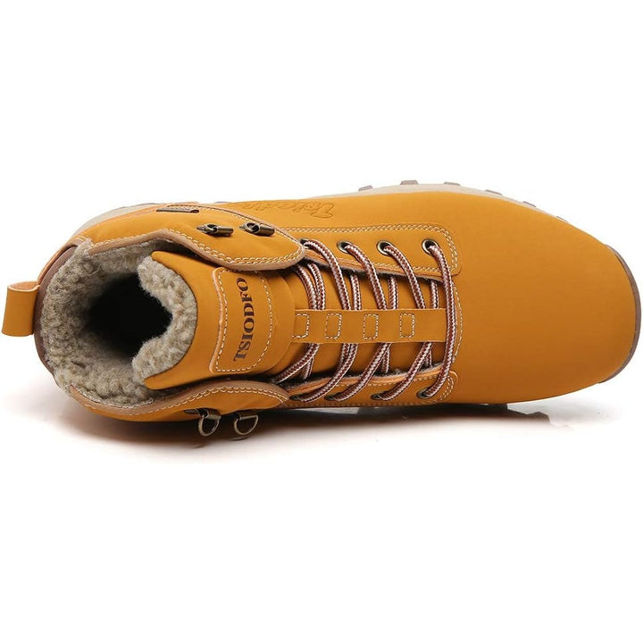 Tsiodfo Mens Size 12 Tan Yellow Lace Up High Top Winter Warm Hiking Boots Shoes