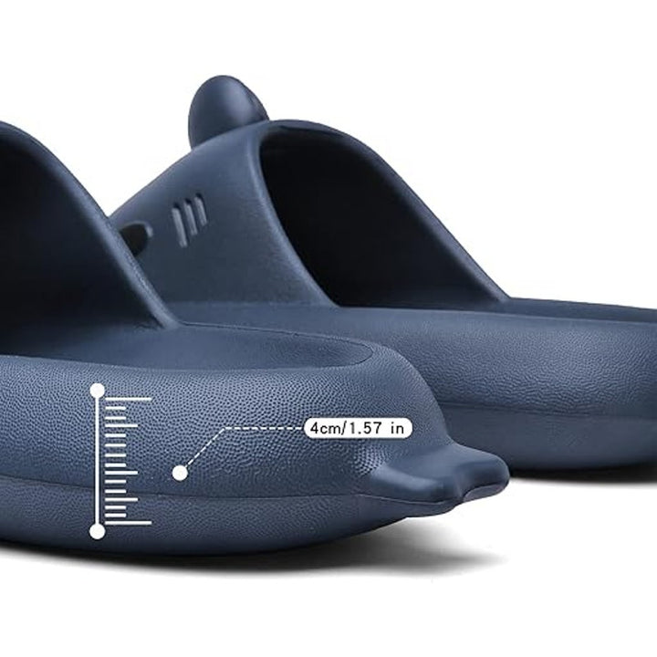 Iminpin Mens Size 7.5 Blue Shark Slide On Open Toe Cloud Slippers Mule Shoes
