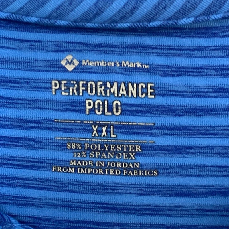 Lot of 2 Performance Polo Blue Orange XXL Striped Heathered Short Sleeve Shirts