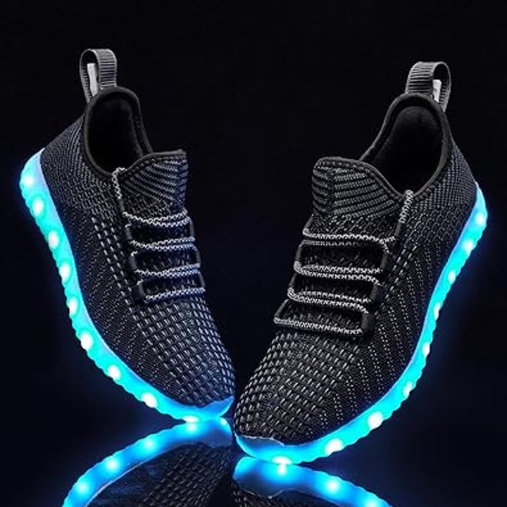 Mens Size 11 Black Mesh Rechargeable Light Up Halloween Lace Up Sneaker Shoes