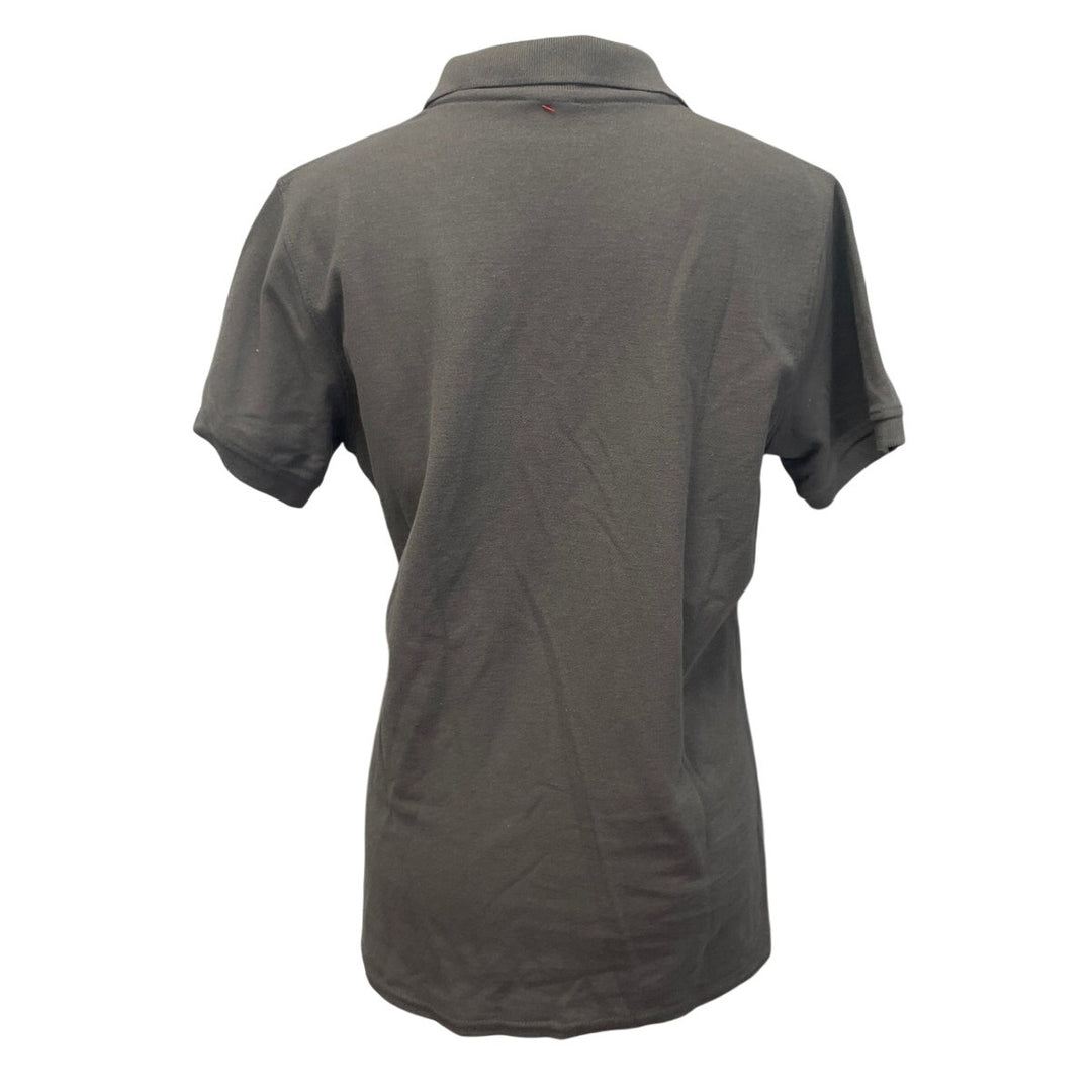 New Hand Printed Upcycled Womens Large Smoky Gray Cat Collared Polo Shirt