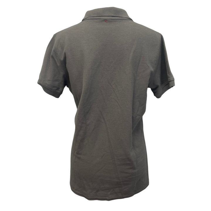 New Hand Printed Upcycled Womens Large Smoky Gray Cat Collared Polo Shirt