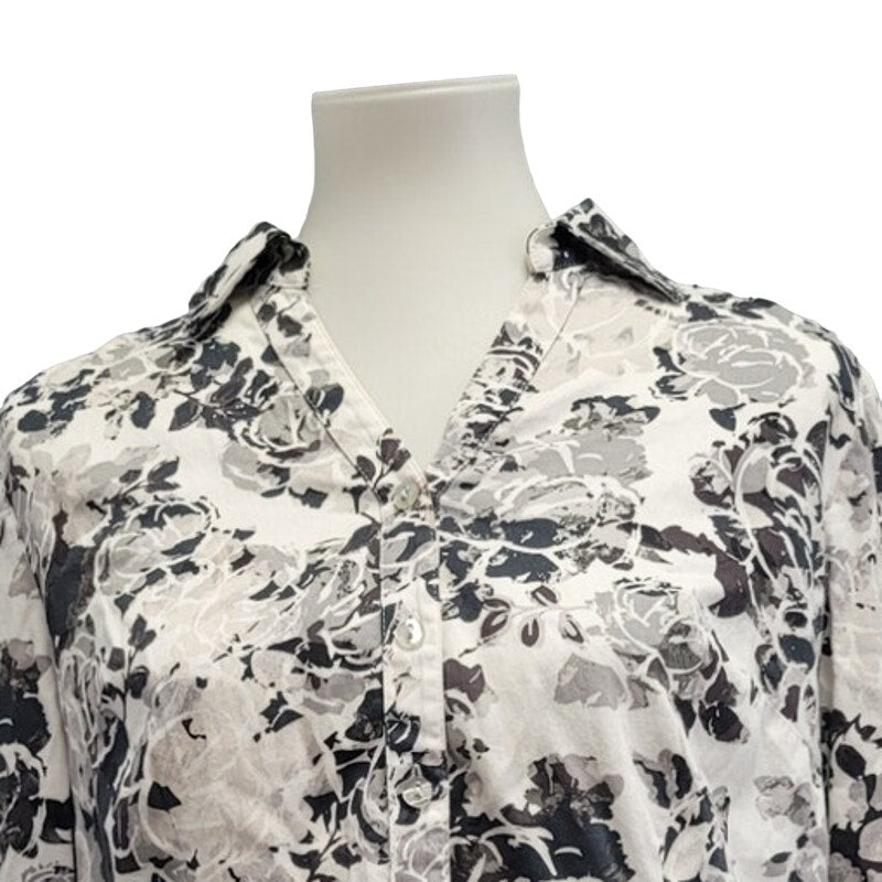 212 Collection Womens Medium Stretch Cotton Floral Long Sleeve Button Up Shirt