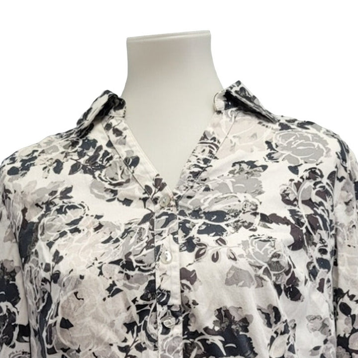 212 Collection Womens Medium Stretch Cotton Floral Long Sleeve Button Up Shirt