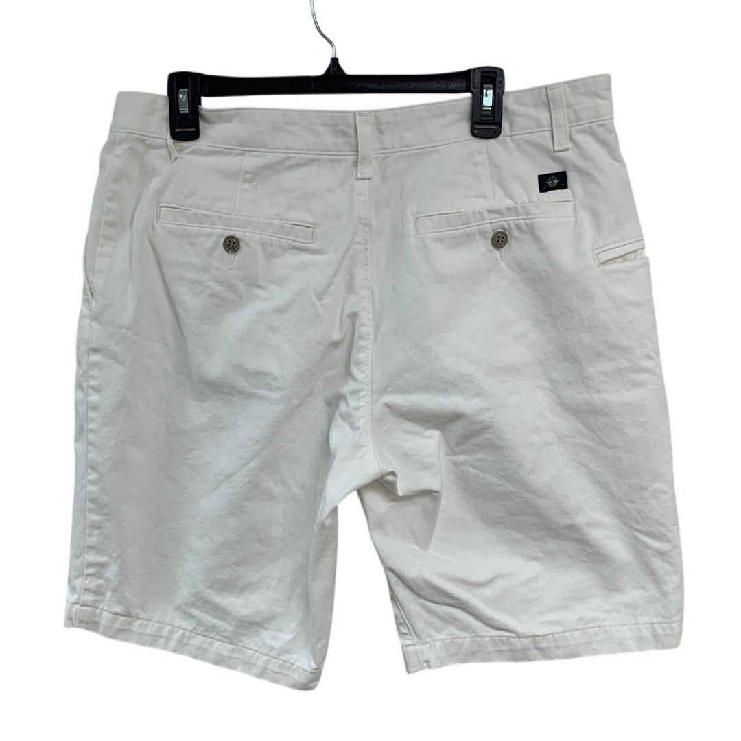 Dockers Mens Size 36 White 100% Cotton Multi Pocket Long Denim Shorts w Pockets