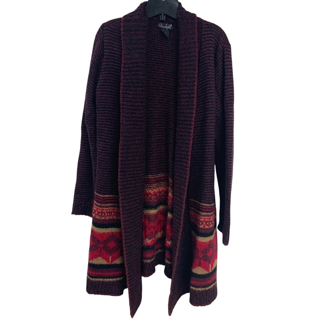 Questions Womens XL Long Sleeve Striped Open Front Knit Long Cardigan Sweater