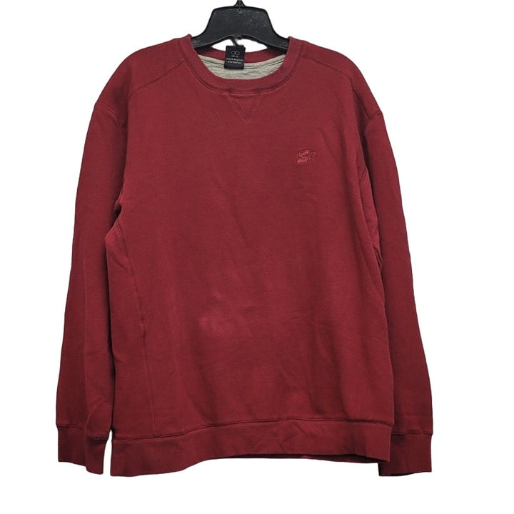 Starter Mens Medium Red PolyCotton Long Sleeve Crew Neck Pullover Sweatshirt
