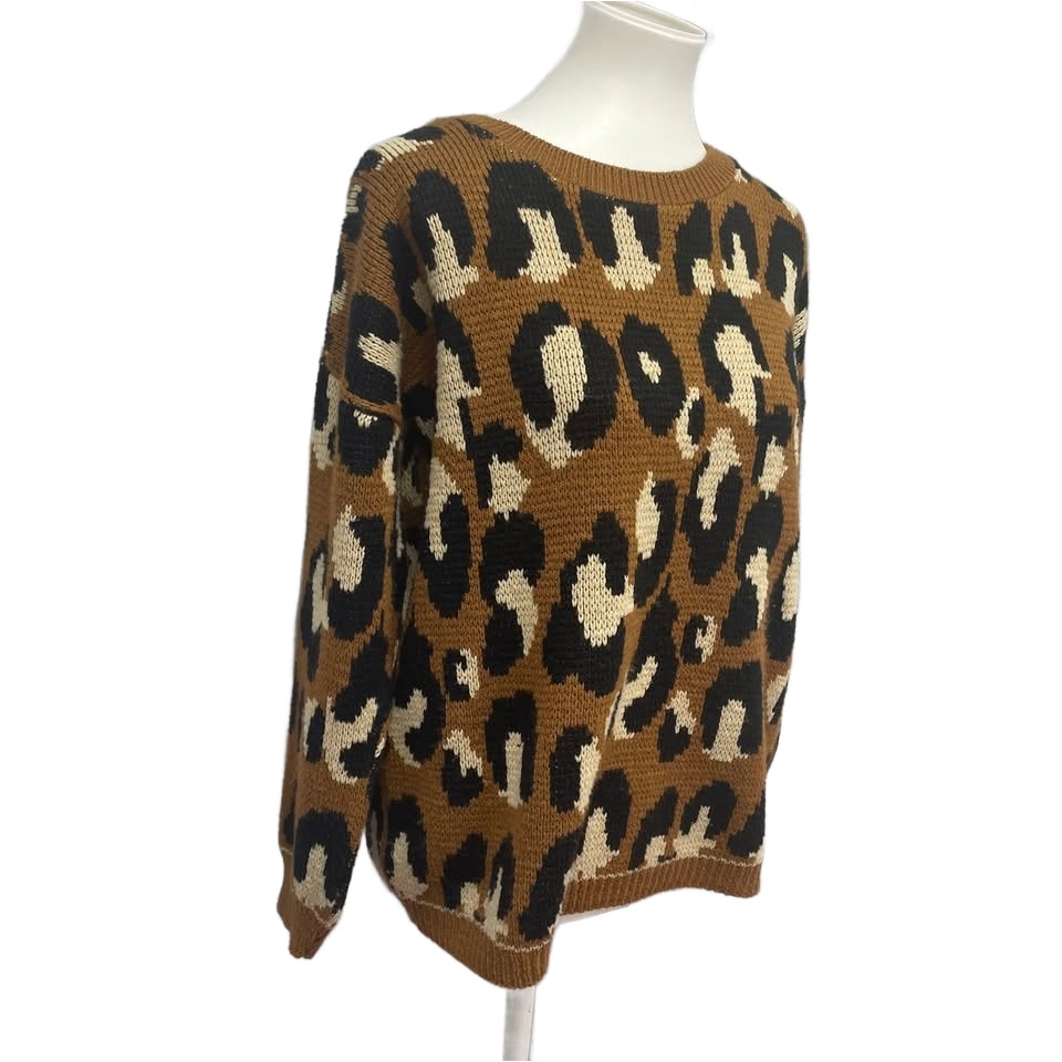 Sparkle &amp; Fade Womens XS Long Sleeve Animal Dot Crew Neck Acrylic Sweater