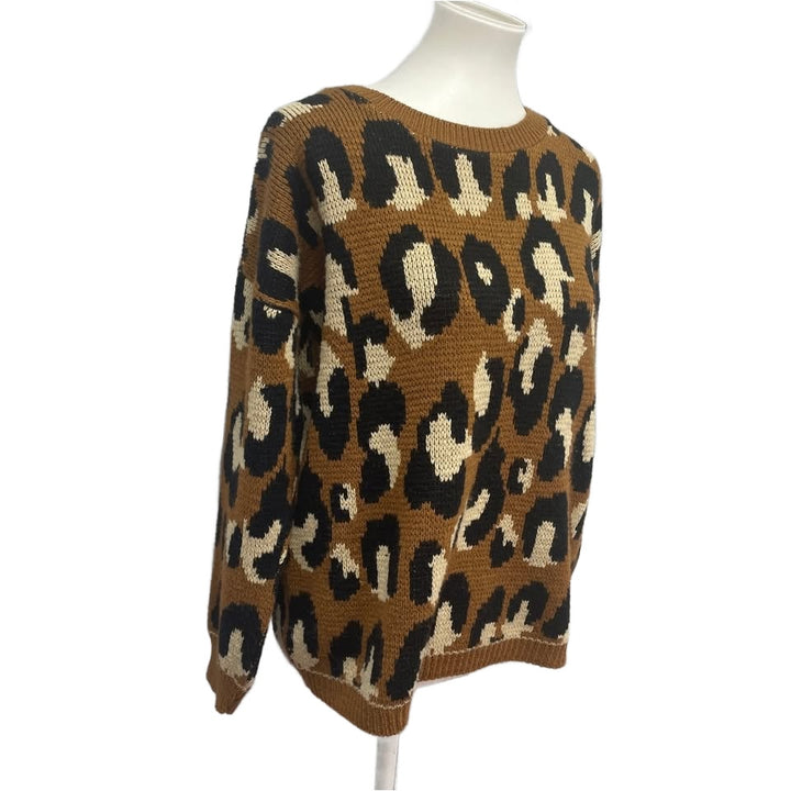 Sparkle &amp; Fade Womens XS Long Sleeve Animal Dot Crew Neck Acrylic Sweater