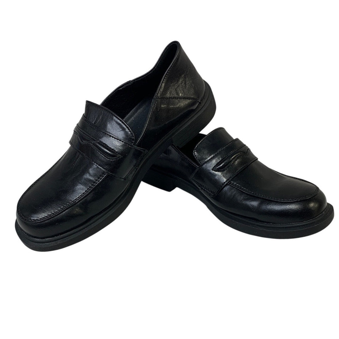 OTNDK Womens Size 9 Black 1" Heel Loafer Round Toe Slip On Dress Shoes
