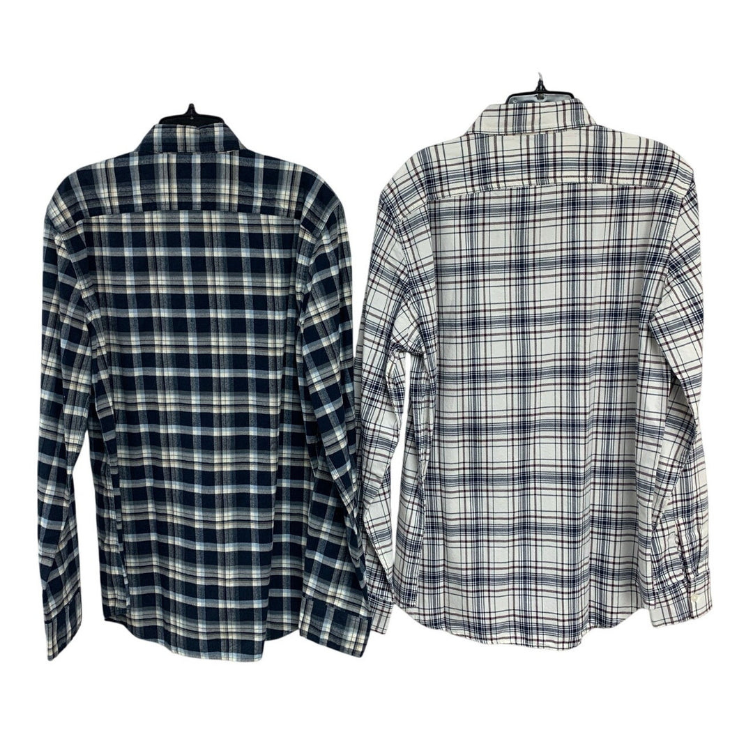 2 New American Eagle Mens Medium Plaid Slim Fit Long Sleeve Button Up Shirts