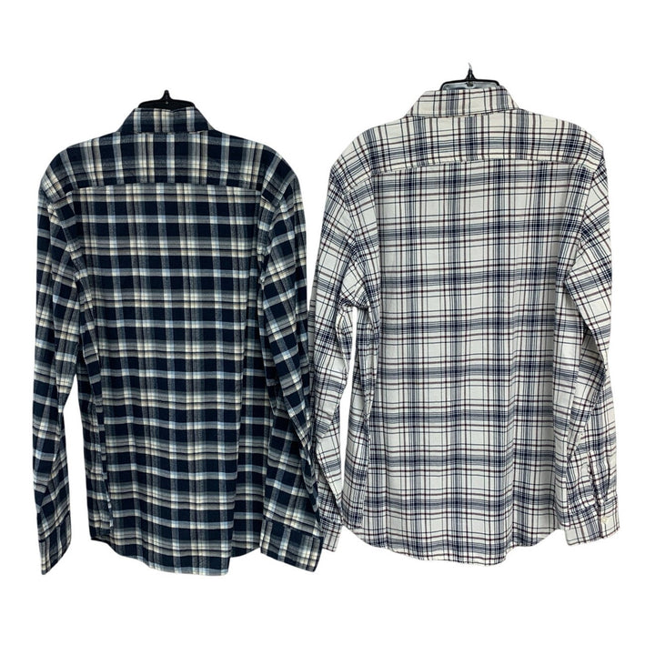 2 New American Eagle Mens Medium Plaid Slim Fit Long Sleeve Button Up Shirts