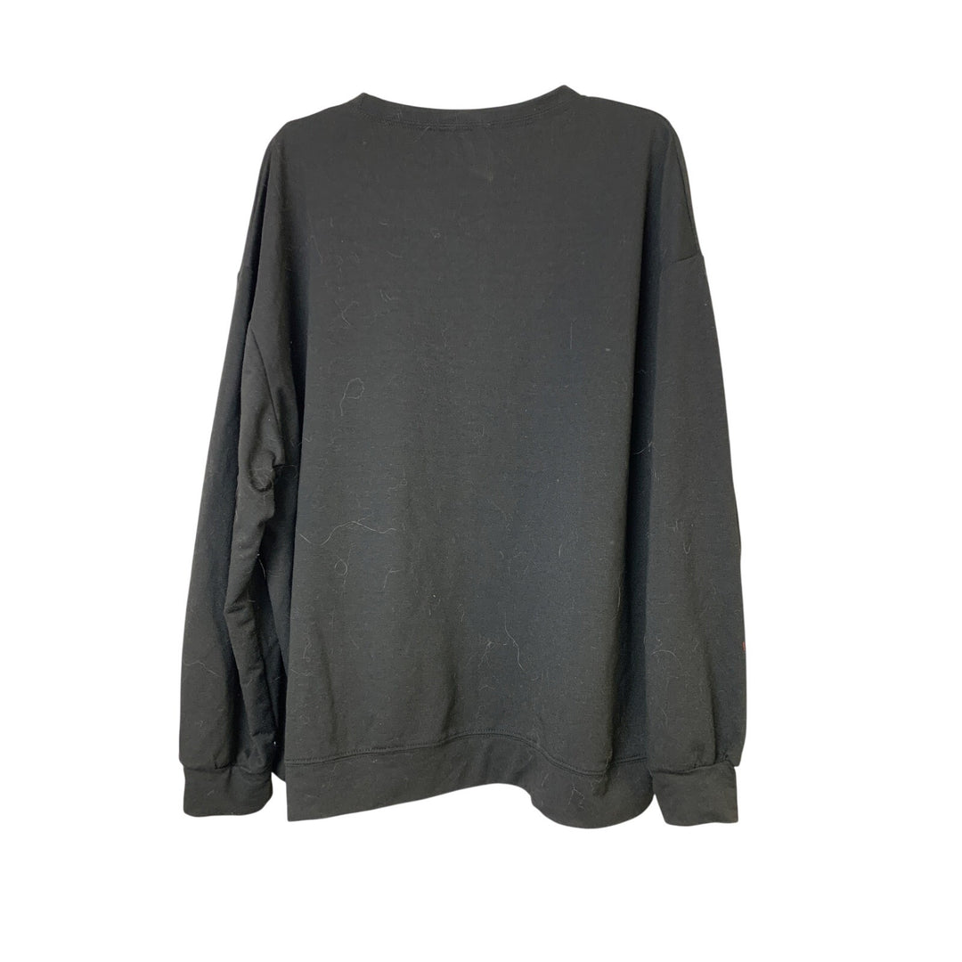 Womens 3XL Black Happy Turkey Day Thankgiving Long Sleeve Polyblend Sweatshirt