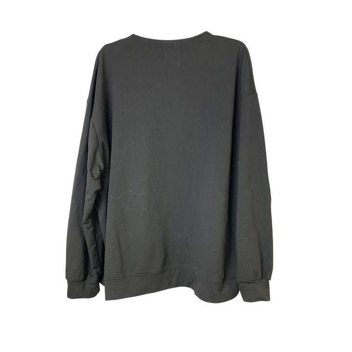 Womens 3XL Black Happy Turkey Day Thankgiving Long Sleeve Polyblend Sweatshirt