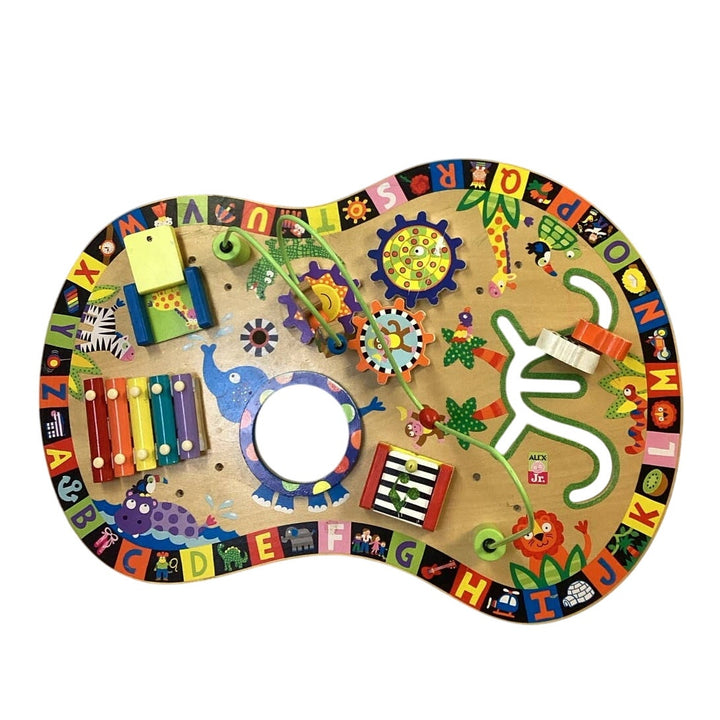 Alex Jr Large Wood Elephant Bead Trail Alphabet Gears Tactile Playset 26x18x9