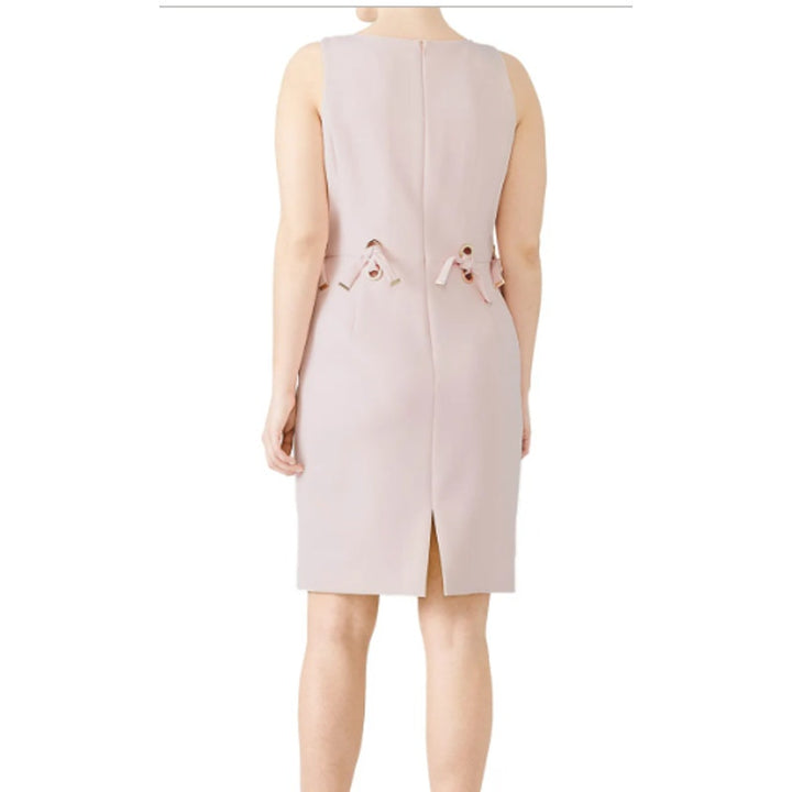 Badgley Mischka Womens Size 22 Blush Pink Boat Neck Grommet Ties Sheath Dress