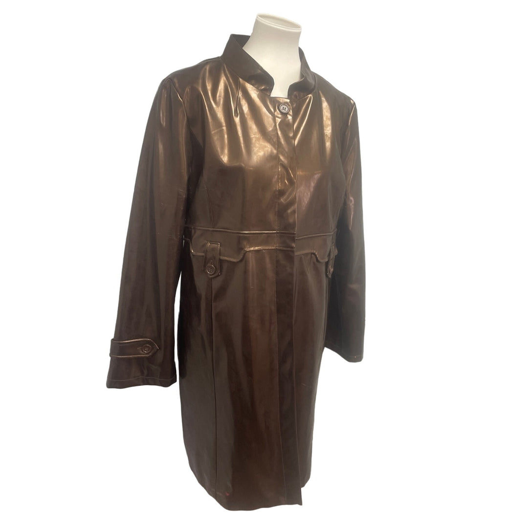 Bagatelle Womens XL Polyurethane Long Sleeve Waterproof Metallic Copper Raincoat