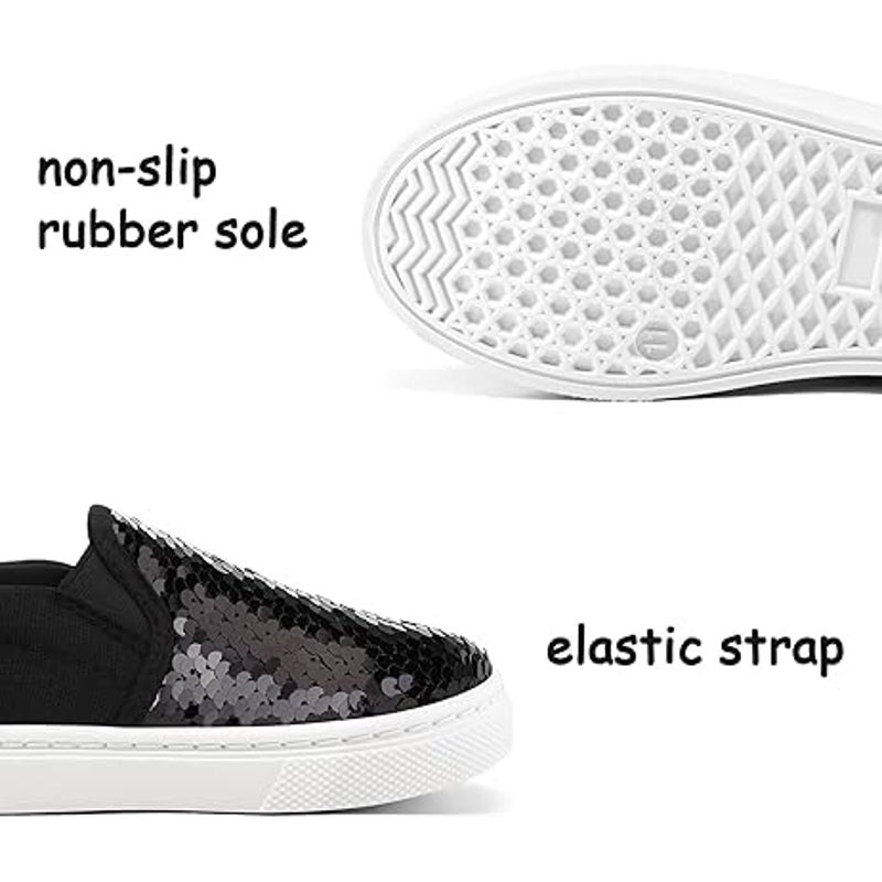 K KomForme Toddler Girls Size 8 Black Slip On Sneaker Sequin Canvas Shoes