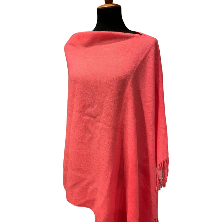 Handmade Upcycled Bright Pink Soft Acrylic Poncho Wedding Formal Event Wrap